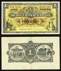 1956 Royal Bank Of Scotland One Pound Banknote Pick Number 324b A Beautiful Extremely Fine Currency Note Geld