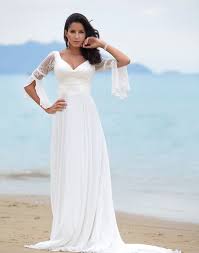 Unique Beach Wedding Dresses Floor Length Chiffon Beach Wedding Dress With Short Sleeves Wd2 Chiffon Wedding Dress Beach Wedding Dresses Casual Wedding Dress