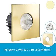 Isolicht Einbaustrahler Fur Feuchtraum Bad Aussen Warmweiss Led Einbauleuchte Ip65 Eckig Gold Inkl 5w Gu10 Led Einbauleuchten Einbaustrahler Strahler