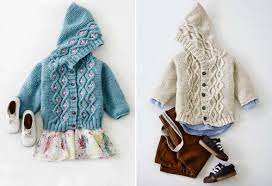 Knit a baby sweater for your little one using free knitting patterns. Cabled Baby Cardigan Sweater Allfreeknitting Com