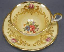Aynsley C963 Dresden Floral Gold Scrollwork Yellow Bone China Tea Cup Saucer Ebay Bone China Tea Cups Tea Cups Yellow Tea Cups