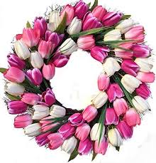 Most outdoor that you will see looks kind of dark. Wreaths For Door Spring Indulgence Tulip Wreath White And Pink Tulips Indoor Outdoor 22 Inch Spring Door Wreath Decorate Easter Mothers Day Will Fit Between Most Storm Doors Silk Flower Arrangements
