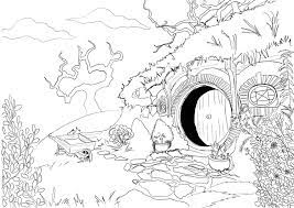Pages are perforated and printed on one side only for easy removal and display. Adult Coloring Page Hobbit House From Lord Of The Rings Etsy