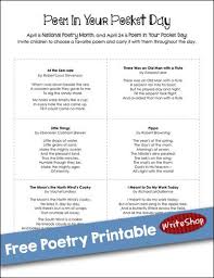 Poem In Your Pocket Day Free Printable Writeshop Poems For Middle School Poetry For Kids Homeschool Poetry