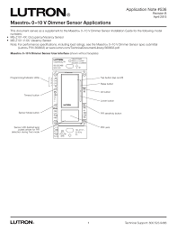 Search the lutron archive of wiring diagrams. Maestro 0 10 V Dimmer Sensor Applications App Note