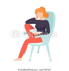 Pretty young pop art woman reading book and drinking coffee. Young Woman Sitting In Armchair And Reading Book Vector Illustration On White Background Canstock