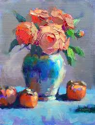 Orange Roses Persimmons By Trisha Adams Oil 16 X 12 Abstract Floral Paintings Art Painting Floral Painting