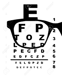 A Typical Opticians Eye Test Chart Over A White Background With