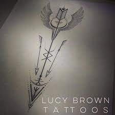 Symbols played an important role in the viking culture. Unique Geometric Tattoo Viking Valkyrie Arrow With Rune Symbols Design Commission Copyright Of Lucyb Coolg Valkyrie Tattoo Arrow Tattoos Norse Tattoo