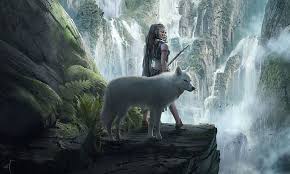 Did you scroll all this way to get facts about anime white wolf? Hd Wallpaper Woman And Wolf Anime Character Look Girl Art Spear White Wolf Wallpaper Flare