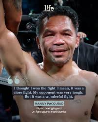 I THOUGHT I WON THE FIGHT' After a close fight with Mario Barrios, Manny  Pacquiao said he thought he had won and admitted that Barrios was a tough  opponent. Read more at