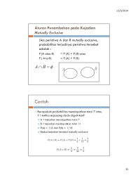 Teorema bayes dan contoh teorema bayes damai7 contoh soal teorema bayes dan penyelesaiannya, dalam teori probabilitas dan statistika pengertian teorema bayes adalah teorema yang digunakan untuk menghitung peluang dalam suatu hipotesis teorema bayes dikenalkan oleh. Statistik Industri 1 Teori Probabilitas