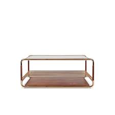 Is that uninspired coffee table still getting unwanted attention, been thinking about polished edges are what you'd expect to see and have on either your glass coffee table next time everyone is round yours for elevenses there will certainly be something new to talk about. Contemporary Coffee Table Lautner Essential Home Walnut Smoked Glass Polished Brass