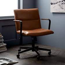 cooper mid century leather swivel office chair in 2021 mid century office chair leather office chair home office chairs