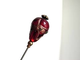 Vintage Hat Pin Extra Long Red And Copper Art Glass Murano Pin Etsy Hat Pins Hats Vintage Long Red