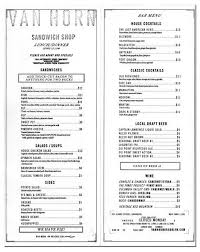 Van Horn Designed By Michael Freimuth And Photographed By Bob Martus Menu Menu Design Layout Van Horn Menu Design