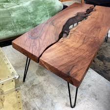 Gorgeous Artisan Made Live Edge Mesquite Table With Hairpin Legs Live Edge Wood Table Coffee Table Wood Wood Slab Table