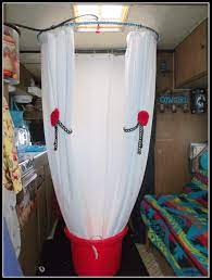 The Back Porch View A Shower Luxury Or Necessity Camping Trailer Camping Shower Vintage Trailer