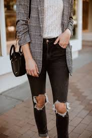 Black Blazer With Jeans Women The Comfiest Plaid Blazer You Need Girl Meets Gold Womens Plaid Blazer Jacket Outfit Women Plaid Jacket Outfit
