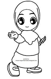 Kartun muslimah gaya busana gaya hijab ilustrasi orang. Gambar Mewarnai Anak Perempuan