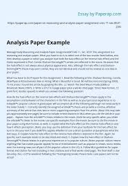 No matter how well you know the people you're targeting, your here's an example that may hit close to home. Analysis Paper Example Essay Example