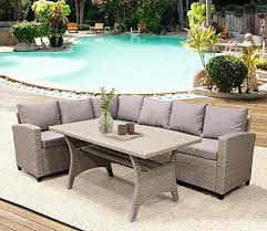 Lz Leisure Zone Patio Dining Table Set Outdoor Furniture Pe Rattan Wicker Conversation Set Al Outdoor Patio Furniture Sets Patio Dining Table Patio Furnishings