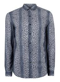 Petrol Blue Leopard Print Viscose Casual Shirt Casual Shirts Casual Shirts For Men Mens Shirts
