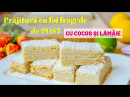 Putem servi aceasta prajitura cu nuca simpla sau cu o glazura de cacao. PrÄjiturÄ Cu Foi Fragede De Post Cu CremÄ De Cocos Èi LÄmaie Dulcinele Youtube