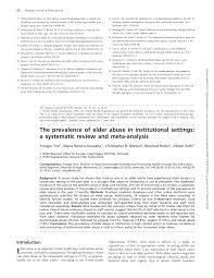 Pdf The Prevalence Of Elder Abuse In Institutional Settings A Systematic Review And Meta Analysis