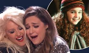 Alisan Porter celebrates with coach Christina Aguilera as she wins The  Voice