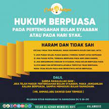 'hari syak' adalah satu hari yang dilarang berpuasa padanya. Kelab Al Azhar Members Kuis Celik Hukum Edisi Ramadhan Hukum Berpuasa Pada Pertengahan Bulan Syaaban Atau Pada Hari Syak Haram Dan Tidak Sah Sebagaimana Sabda Rasulullah Saw Ø¥Ø°Ø§ Ø§Ù†ØªØµÙ