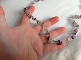 Vintage Polished Stone Necklace Pale Pastel Green and Purple Tones