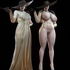 3d alcina dimitrescu big breasts big hat breasts curvy female  gloves hat huge breasts mafavam resident evil voluptuous white skin 