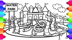 Visit Rainbowplayhouse Com To Print This Coloring Page Learn How To Draw A Waterpark With Slides And A Ca Kids Watercolor Coloring Pages Toddler Coloring Book