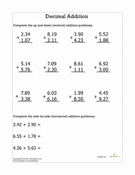 Decimal Addition Practice Worksheet Education Com Decimals Addition Decimals Addition Practice