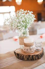 A southern garden wedding at corry house in union point, georgia. Wooden Slab Centerpiece With Burlap And Lace