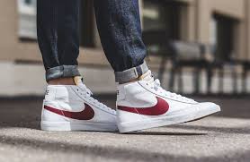 An On Feet Look At The Nike Blazer Mid Og White Red Kicksonfire Com Nike Blazers Outfit Sneakers Men Fashion Sneakers Outfit Men