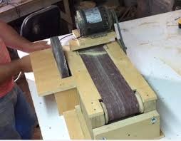 Belt Sander By Wooden Tool Man Homemade Belt Sander Constructed From Wood Boards Rollers Threaded Rod Bolt Belt Sander Homemade Tools Wood Crafting Tools
