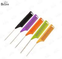 Wholesale Carbon Fiber Heat Resistant Hair Styling Comb Custom logo  Braiding Precision Teasing Pin Rat Tail Hair Parting Combs