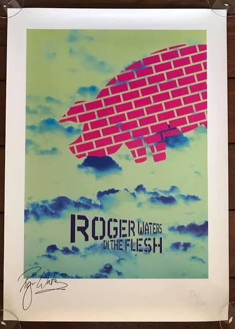 Lithograph poster, sold at Roger Waters 'In The Flesh 2000 tour. The print  has been signed in the plate, then individually numbered up to 1000.  Signing in the plate is the first