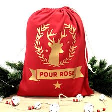 Hotte De Noel Personnalisable Rouge Et Blanc
