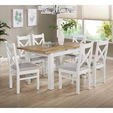 Check spelling or type a new query. White Oak Extendable Dining Set With 6 White Dining Chairs Aylesbury Furniture123