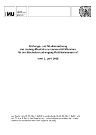 The federal ministries of education, cultural affair and science is the main authority for making education, science and arts policy guidelines, and for adopting related laws and administrative regulations. Bachelor Of Arts Politikwissenschaft Hauptfach Po Version Lmu