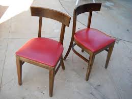 Vintage Diner Chairs Solid Wood With Vinyl Covered Seats In Red And Yellow Vintage Diner Unfinished Furniture Chair