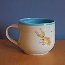 Mug With Hand Painted Fish Pottery Cafe Hand Painted Mugs Ceramic Mugs