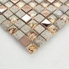 grau und rose gold kuche backsplash glas und edelstahl mosaik fliesen naturstein metall badezimmer wandfliesen dusche gold kuche wandfliesen mosaiksteine