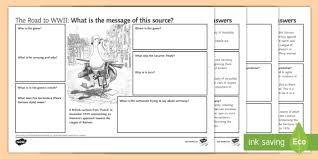 Locate three words or phrases used by the cartoonist to identify objects or people within the cartoon. Re Militarisation Of The Rhineland Source Analysis Worksheet Worksheet