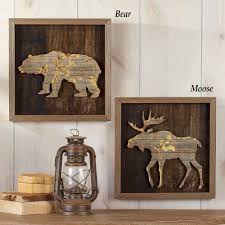 Cabin Lodge Rustic Framed Wall Art Bear Or Moose New Cabin Wall Decor Rustic Framed Art Rustic Bedroom Decor