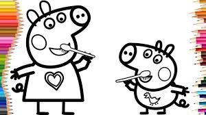 Dental kids free dental dental care dental hygiene preschool coloring pages coloring pages for kids kids colouring coloring book public school. Peppa Pig Brushing Teeth With George Pig Coloring Pages Youtube