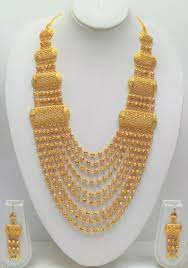 Sale 22ct Gold Plated Asian Long Necklace Set Etsy Dubai Gold Jewelry Pure Gold Jewellery Bridal Gold Jewellery Designs